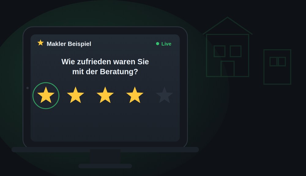 Tablet mit Sterne-Bewertung der Maklerberatung